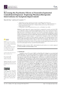 Reversing the Psychiatric Effects of Neurodevelopmental Cannabinoid Exposure: Exploring Pharmacotherapeutic Interventions for Symptom Improvement