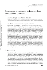 Therapeutic Approaches to Preserve Islet Mass in Type 2 Diabetes