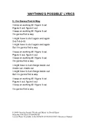 'Anything's Possible' Lyrics