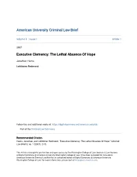 Executive Clemency: the Lethal Absence of Hope