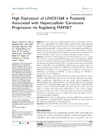 High Expression of LINC01268 Is Positively Associated with Hepatocellular Carcinoma Progression Via Regulating MAP3K7