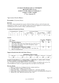 History of Architecture V SUBJECT CODE: 2X65003 3 Year, Seme