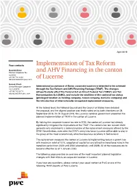Implementation of Tax Reform and AHV Financing in the Canton Of