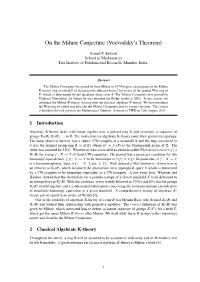 On the Milnor Conjecture (Voevodsky’S Theorem)