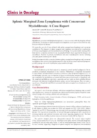 Splenic Marginal Zone Lymphoma with Concurrent Myelofibrosis: a Case Report