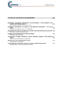 Technology and Innovation Management 1674