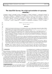 The Gaia-ESO Survey: the Origin and Evolution of S-Process Elements ⋆ L