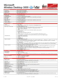 Version Information Product Name Microsoft® Wireless Keyboard 3000