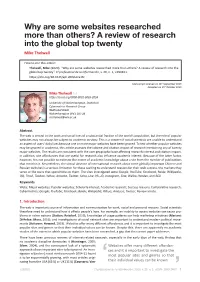 Why Are Some Websites Researched More Than Others? a Review of Research Into the Global Top Twenty Mike Thelwall