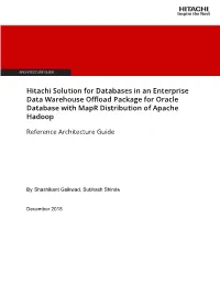 Hitachi Solution for Databases in Enterprise Data Warehouse Offload Package for Oracle Database with Mapr Distribution of Apache