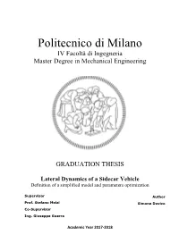 Lateral Dynamics of a Sidecar Vehicle Definition of a Simplified Model and Parameters Optimization