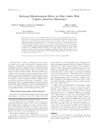 Reducing Misinformation Effects in Older Adults with Cognitive Interview Mnemonics