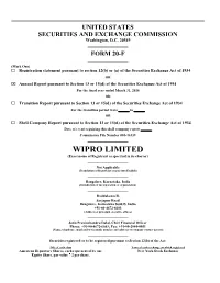 WIPRO LIMITED (Exact Name of Registrant As Specified in Its Charter)