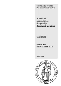 A Note on Nonnegative Diagonally Dominant Matrices Geir Dahl