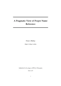 A Pragmatic View of Proper Name Reference