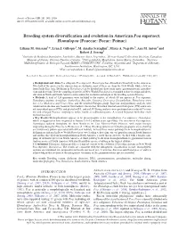 Breeding System Diversification and Evolution in American Poa Supersect