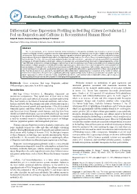 Differential Gene Expression Profiling in Bed Bug (Cimex Lectularius L.) Fed on Ibuprofen and Caffeine in Reconstituted Human Blood Ralph B