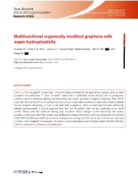 Multifunctional Organically Modified Graphene with Super-Hydrophobicity