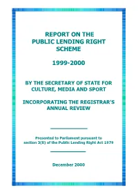Report on the Public Lending Right Scheme 1999-2000
