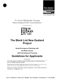 The Black List New Zealand Project Guidelines for Applicants