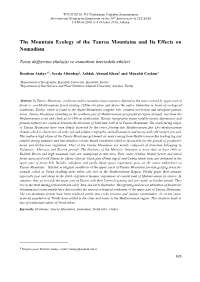 The Mountain Ecology of the Taurus Mountains and Its Effects on Nomadism