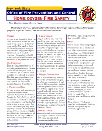 HOME OXYGEN FIRE SAFETY a Fact Sheet for Home Oxygen Users