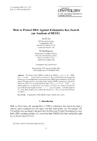 How to Protect DES Against Exhaustive Key Search (An Analysis of DESX)