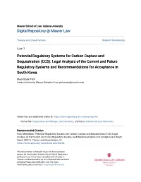 Potential Regulatory Systems for Carbon Capture and Sequestration