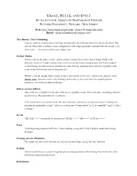 Usage, Rules, and Style