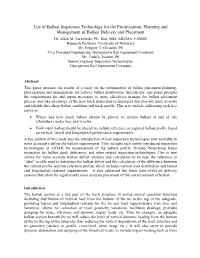 Use of Ballast Inspection Technology for the Prioritization, Planning and Management of Ballast Delivery and Placement Dr