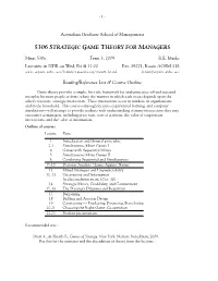 5306 Strategic Game Theory for Managers