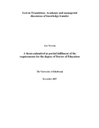 Academic and Managerial Discourses of Knowledge Transfer