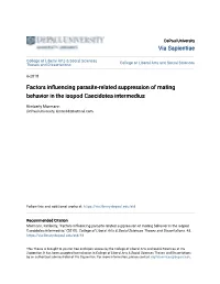 Factors Influencing Parasite-Related Suppression of Mating Behavior in the Isopod Caecidotea Intermedius