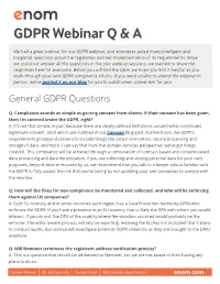 GDPR Webinar Q & A