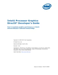 Intel HD Graphics Directx Developer's Guide (Sandy Bridge)