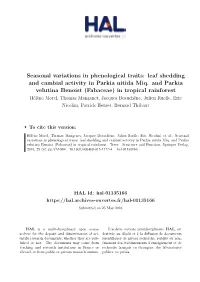 Seasonal Variations in Phenological Traits: Leaf Shedding and Cambial Activity in Parkia Nitida Miq