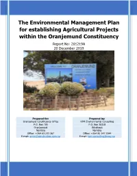 The Environmental Management Plan for Establishing Agricultural Projects Within the Oranjemund Constituency Report No: 201219A 20 December 2019