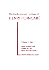 The Mathematical Heritage of Henri Poincaré
