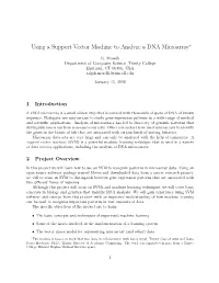 Using a Support Vector Machine to Analyze a DNA Microarray∗