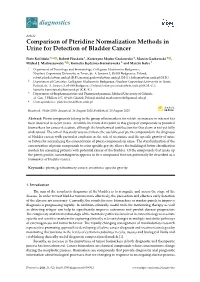 Comparison of Pteridine Normalization Methods in Urine for Detection of Bladder Cancer