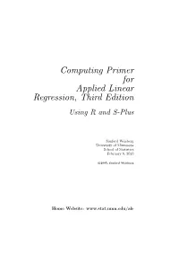 Computing Primer for Applied Linear Regression, Third Edition Using R and S-Plus