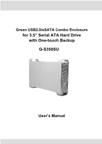 For 3.5” Serial ATA Hard Drive with One-Touch Backup G-S350SU