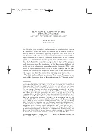 How Many R. Hamnunas in the Babylonian Talmud? a Study in Talmudic Chronology