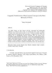 Linguistic Verbalization of Basic Literary Concepts in the Short Stories by O.Henry