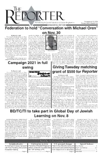 Federation to Hold “Conversation with Michael Oren” on Nov. 30