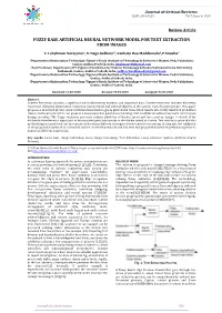 Fuzzy Base Artificial Neural Network Model for Text Extraction from Images