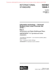 International Standard Iso/Iec 10646-1
