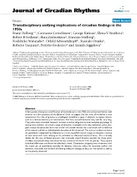 Journal of Circadian Rhythms Biomed Central