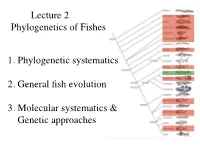 Lecture 2 Phylogenetics of Fishes 1. Phylogenetic Systematics 2