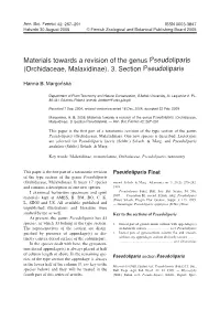Materials Towards a Revision of the Genus Pseudoliparis (Orchidaceae, Malaxidinae)